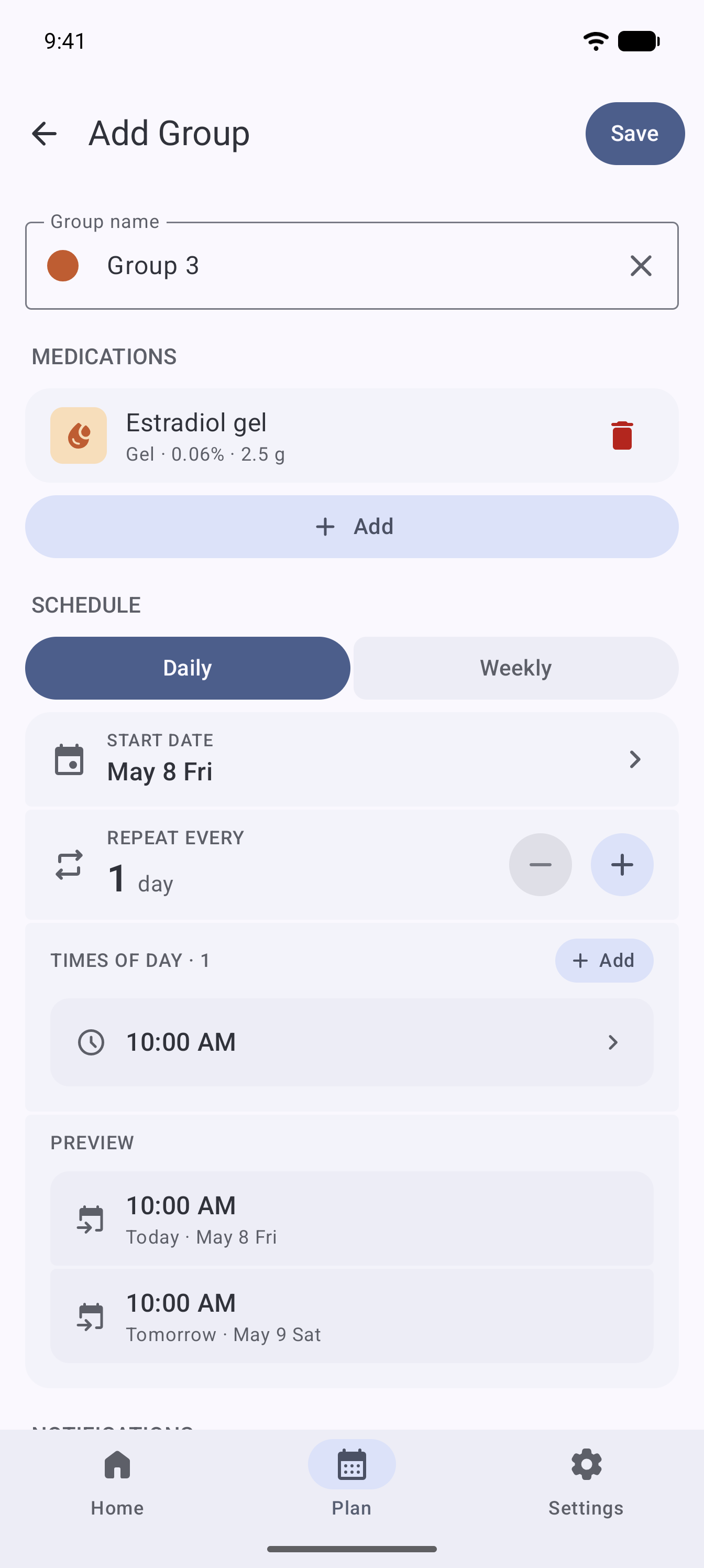 Medication editor screenshot.